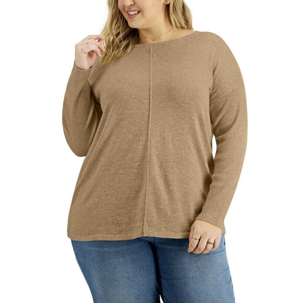 Style & Co Sweater Boat Neck Ribbed Dolman Sleeve Plus Size 3X NWOT Lightweight